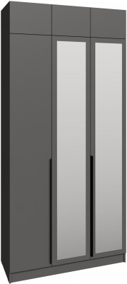 Шкаф 1,2 с антресолью и зеркалом Мадрид, Графит серый