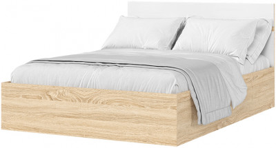 ЛИБЕРТИ КР 01 Кровать 1,4 (1432х900х2032) Фасад МДФ БЕЛЫЙ ГЛЯНЕЦ/Корпус ДУБ СОНОМА