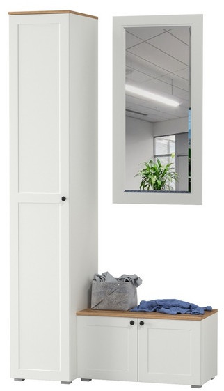 Остин Прихожая 24, белый шагрень/дуб крафт золотой