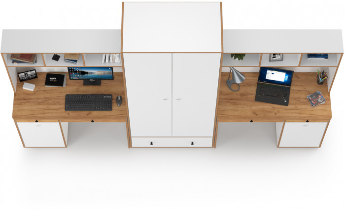 Вуди Компоновка № 28, белый премиум/дуб крафт золотой