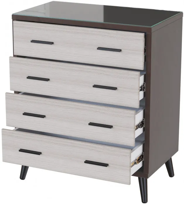 Комод интерьерный Ланс коричневый/мдф сандал белый