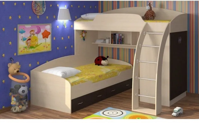 Модульная детская Соня (Соня 1 + Соня 2), Дуб молочный / Венге