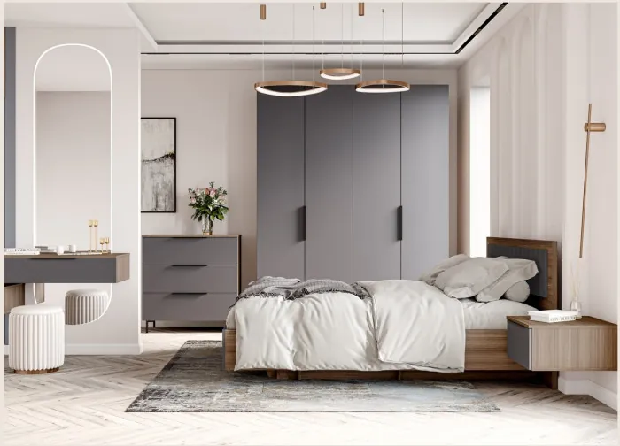 Модульная спальня Роза комп.3, Орех Франклин карамель/Белый софт