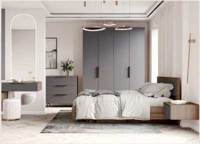 Модульная спальня Роза комп.3, Орех Франклин карамель/Графит скин