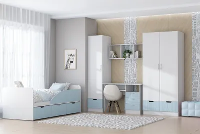 Детская комната Бриз МДФ, набор 10, Белый/Антарктида (Полосы)