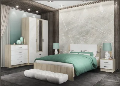 Модульная спальня Софи, композиция 4, Белый глянец/Дуб Сонома