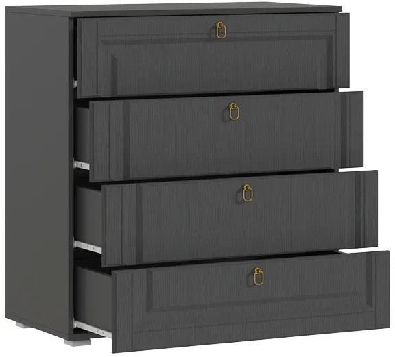 Комод "Престиж-1" с 4 ящиками - Графит/Графит структурный