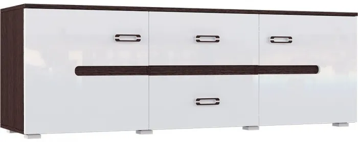 Модульная гостиная Ким, композиция 4 (Белый глянец, Венге)