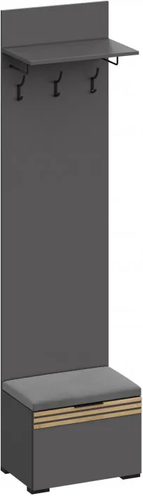 Нао Вешалка-Прихожая с тумбой В-4006, Графит/Графит, Дуб Вотан