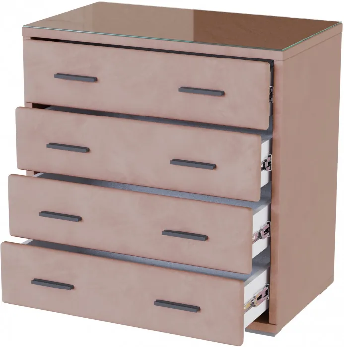 Интерьерный комод со стеклом пыльная роза