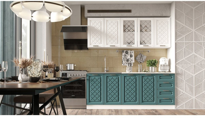 Кухня МДФ Агава 2000 (Акация белая / Трюфель, Белый)