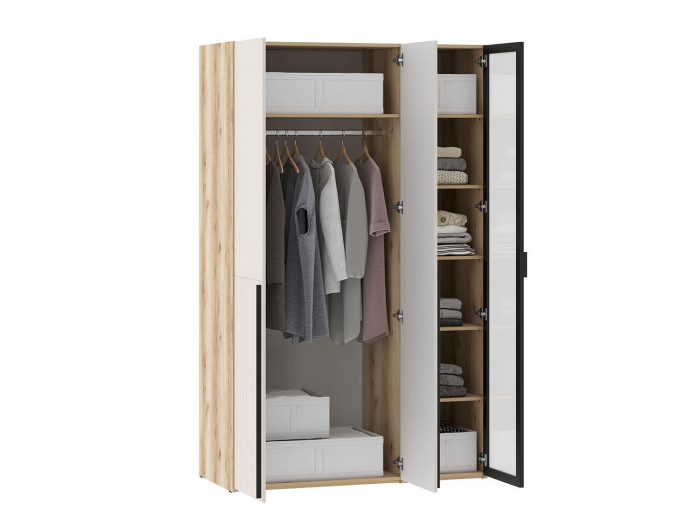 Шкафы Арден 200.4-200.2 витрина-полки Дуб Делано / Сантьяго софт