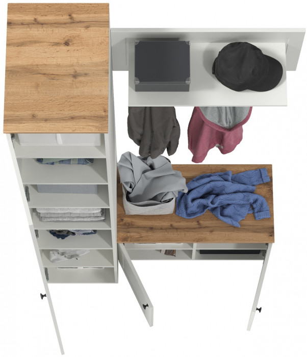 Остин Прихожая 25, белый шагрень/дуб крафт золотой