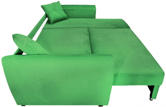Диван-кровать угловой Амстердам Люкс, 150х200, еврокнижка, велюр, зеленый