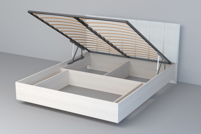 Кровать 1,4 арт.031-М1 (Полосы) - Бодега/Кжз. Белый Глянец (ПМ)