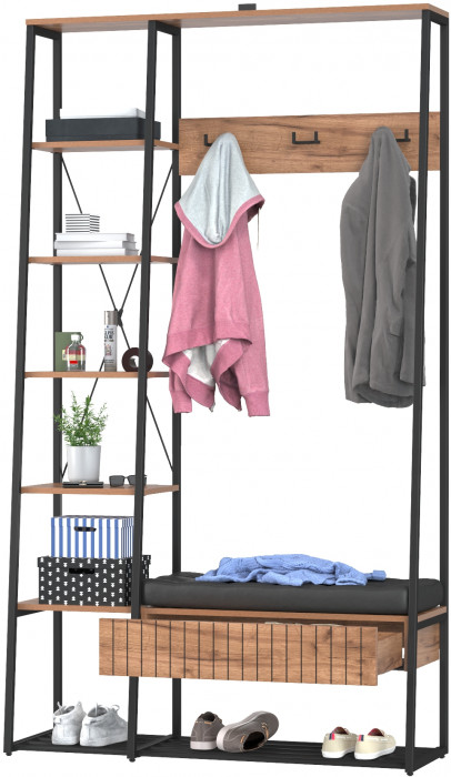 Гранд 15.124N Прихожая, дуб крафт табачный/искуственная кожа чёрная