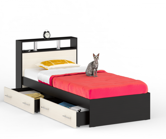 Камелия Кровать с ящиками 0900, венге/дуб лоредо