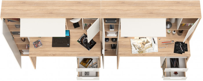 Стол компьютерный Комфорт 12.95N + Стол компьютерный Комфорт 12.95N, цвет дуб сонома/белый, ШхГхВ 324х60,3х180 см., НЕ универсальная сборка