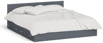 Мори Кровать с ящиками 1800, цвет графит, ШхГхВ 183,5х203,5х70 см., сп.м. 1800х2000 мм., без матраса, основание есть