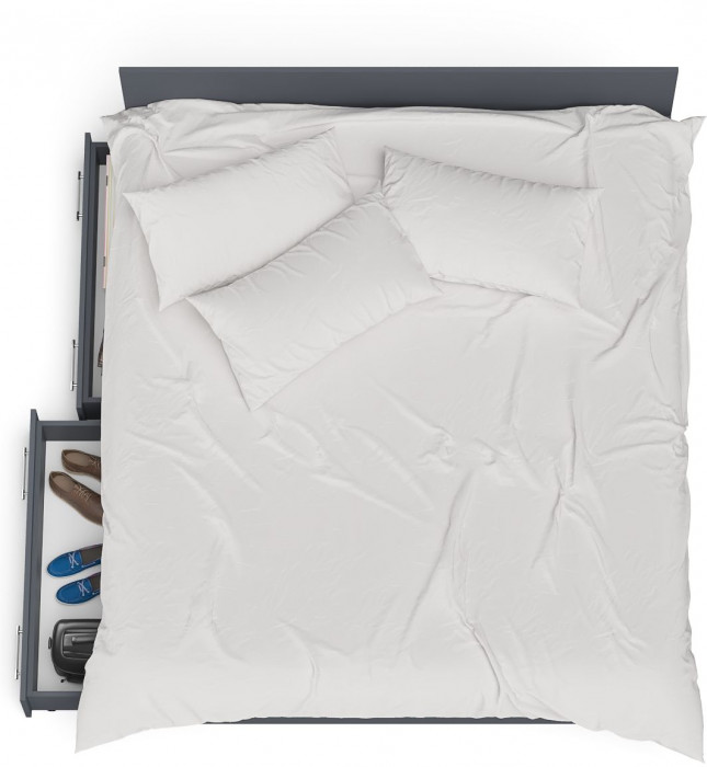 Мори Кровать с ящиками 1800, цвет графит, ШхГхВ 183,5х203,5х70 см., сп.м. 1800х2000 мм., без матраса, основание есть