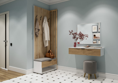 Прихожая Ома, набор №3, Белый/Дуб Тортуга, Simple 27