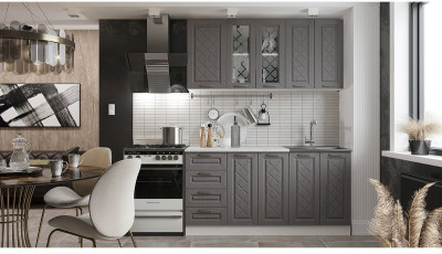 Кухня МДФ Агава 1600 (Трюфель, Белый)