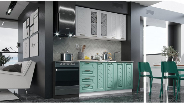 Кухня МДФ Агава 1600 (Трюфель, Белый)