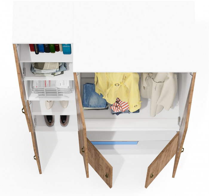 Лидер-8 Модуль Пенал + Шкаф МД 19Б, цвет белый шагрень/крафт золото, ШхГхВ 120х50х190 см., универсальная сборка