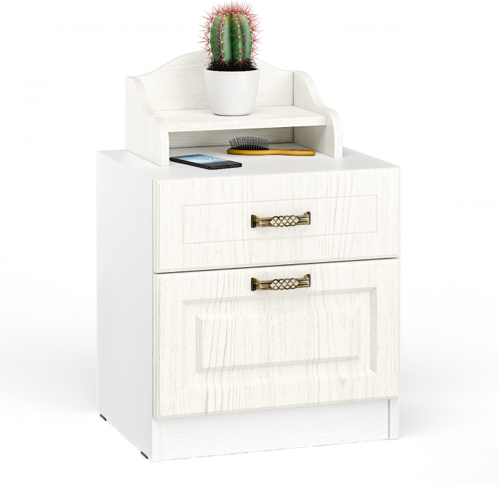 Ливерпуль Тумба 08.146 + Полка 10.117, цвет ясень ваниль/белый, ШхГхВ 50х41,3х73,3 см.