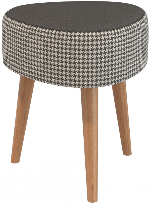 Банкетка 6-5134ТКчёр Ева, цвет ткань чёрная с рисунком, ШхГхВ 38х38х45 см.(банкетка на трёх ножках), цвет ножек: тик