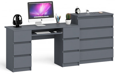 Мори компьютерный стол МС-2 + Комод МК800.4, графит