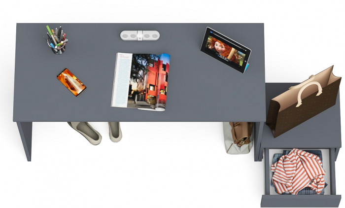 Мори Стол письменный МСП1200.1 + Тумба ТМП400.1, цвет графит, ШхГхВ 160,8х50х76,6 см., универсальная сборка