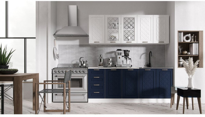 Кухня МДФ Агава 2000 (лиственница темная, Белый)