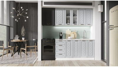 Кухня МДФ Агава 1600 (антрацит, Белый)