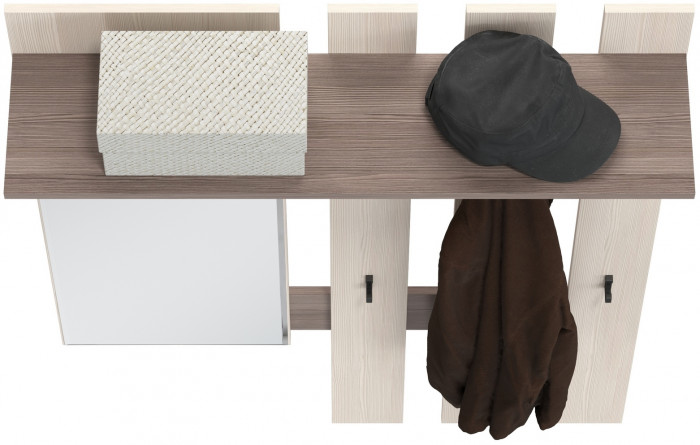 Лира ГК 2-3814бод.тем/св Вешалка с зеркалом, цвет бодега тёмный/бодега светлый, ШхГхВ 100х28х135 см., универсальная сборка