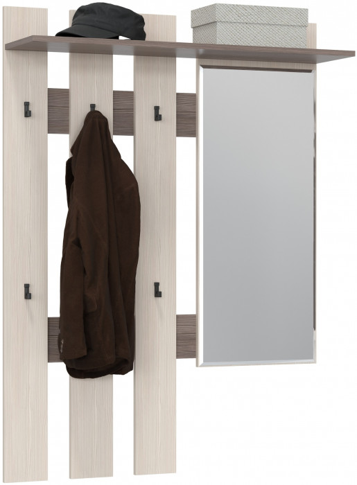 Лира ГК 2-3814бод.тем/св Вешалка с зеркалом, цвет бодега тёмный/бодега светлый, ШхГхВ 100х28х135 см., универсальная сборка