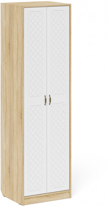 Прихожая П-6 Компоновка № 08, цвет дуб сонома/фасады МДФ белое дерево фрезеровка ромб, ШхГхВ 180х50х210 см., универсальная сборка