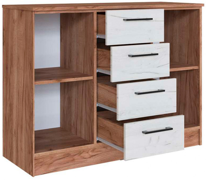 Спальня Вегас Комод дуб крафт табачный/дуб крафт белый