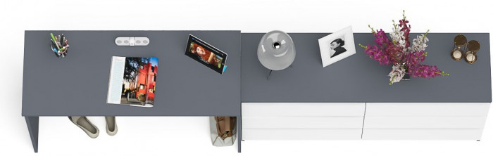 Мори письменный стол МСП1200.1 + Комод МК1380.6, графит/белый