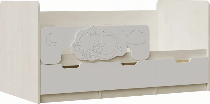 Модульная детская Юниор-4, композиция 1 (Шарли белый, Крафт белый)