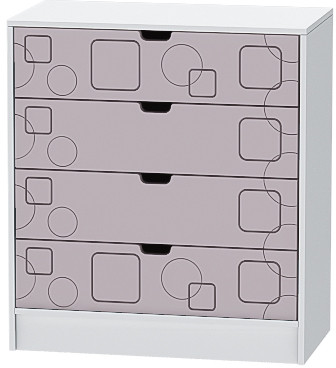 Детский Комод Бриз МДФ, Белый/Ирис (Квадрат)