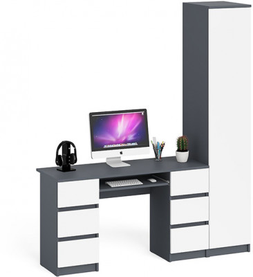 Мори Стол компьютерный МС-2 + Пенал МШ400.1, цвет графит/белый, ШхГхВ 175,8х50,4х209,6 см., универсальная сборка