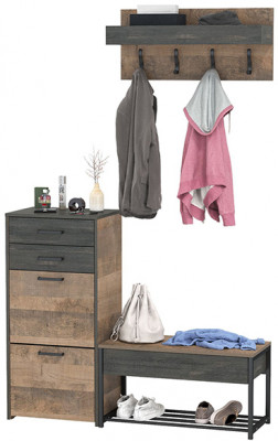 Трувор Прихожая 180, цвет дуб гранж песочный/интра, ШхГхВ 130х37х195 см., универсальная сборка