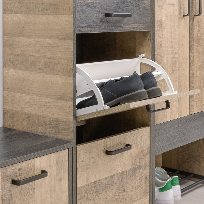 Трувор Прихожая 180, цвет дуб гранж песочный/интра, ШхГхВ 130х37х195 см., универсальная сборка