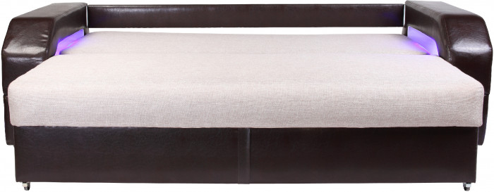 Диван-кровать Манчестер, еврокнижка, рогожка/экокожа, 150х195, бежево-коричневый