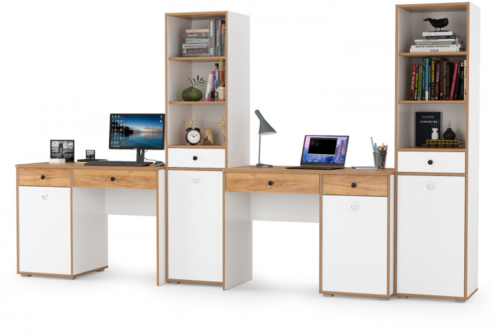 Вуди Компоновка № 14, белый премиум/дуб крафт золотой