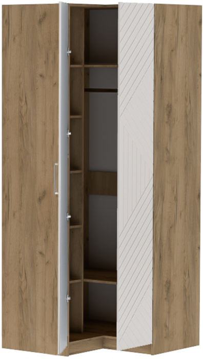 Шкаф угловой "Иннэс-7" - Крафт золотой/Тирамису матовый