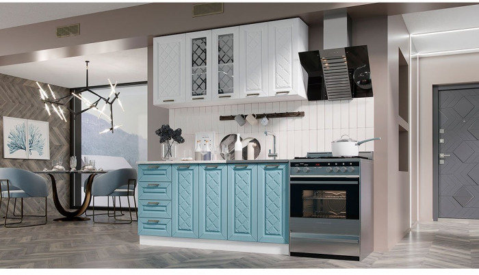 Кухня МДФ Агава 1600 (Акация белая, Белый)