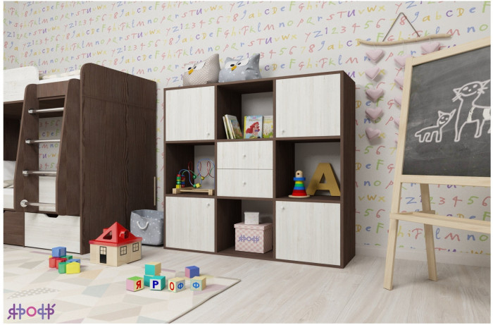 Стеллаж Джери (Ясень Анкор Темный/Ясень Анкор темный)