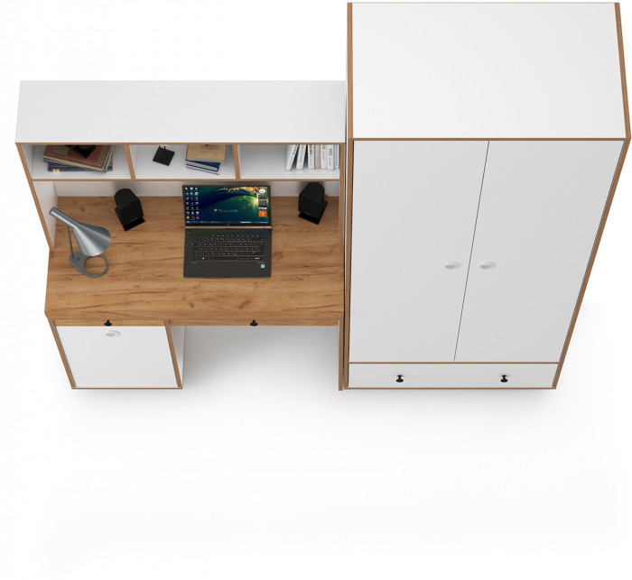 Вуди Компоновка № 20, белый премиум/дуб крафт золотой